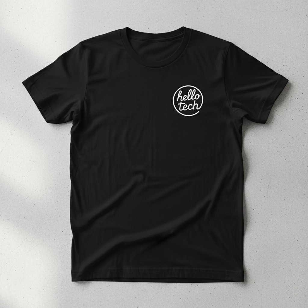 A t-shirt with the hello tech logo.