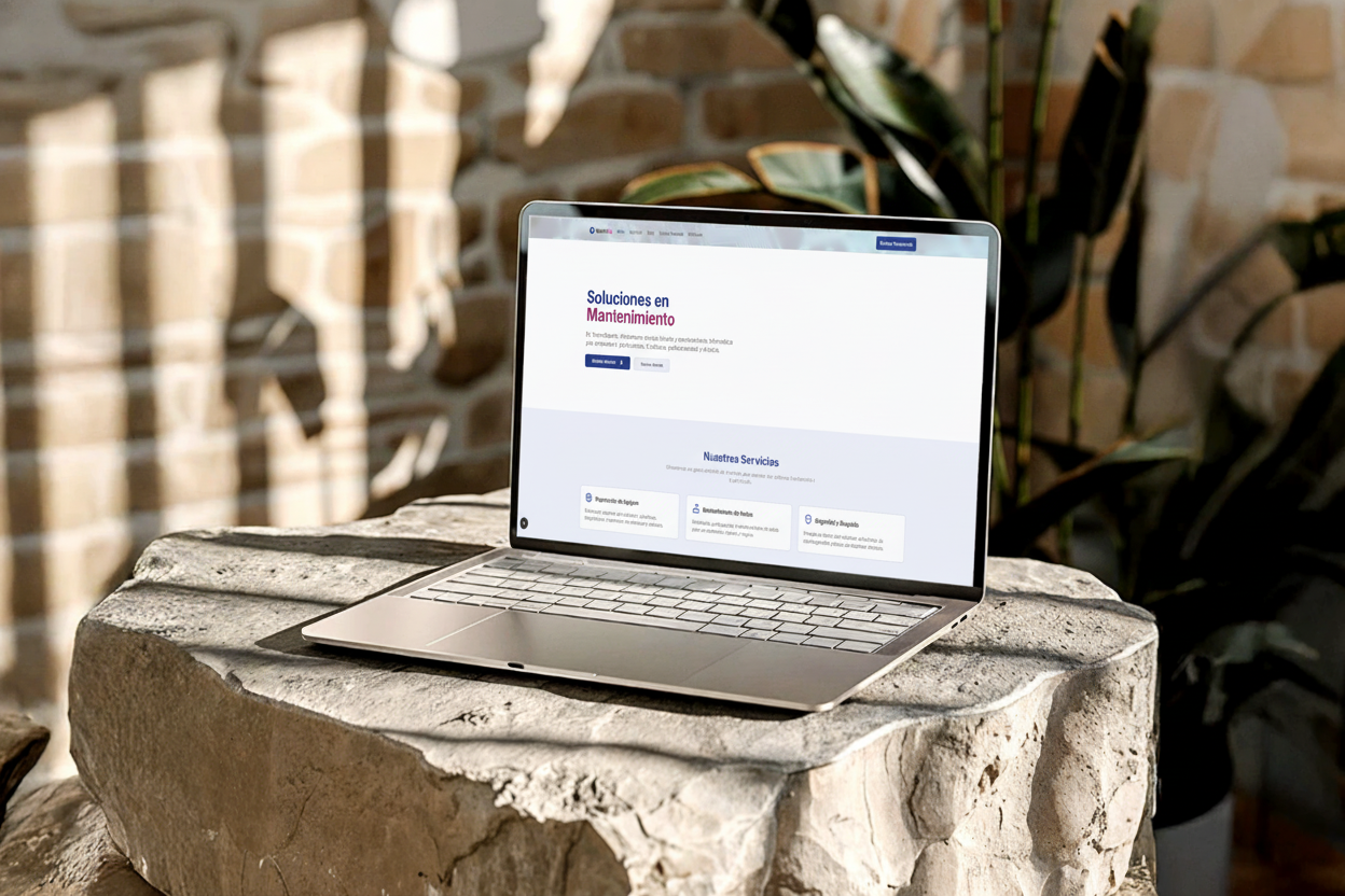 Web corporativa clara y directa para un servicio técnico informático, transmitiendo confianza.