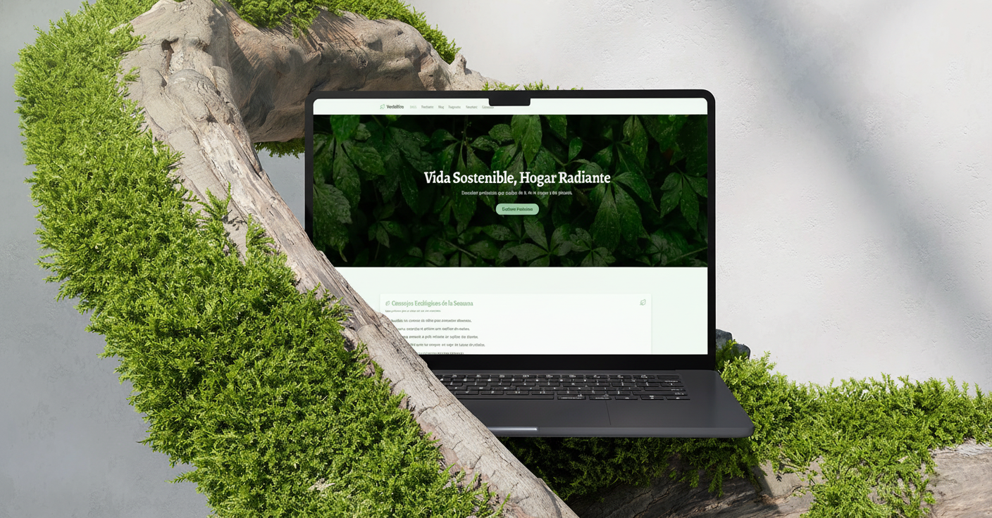 Landing page para una tienda ecológica, comunicando valores de sostenibilidad y cercanía.